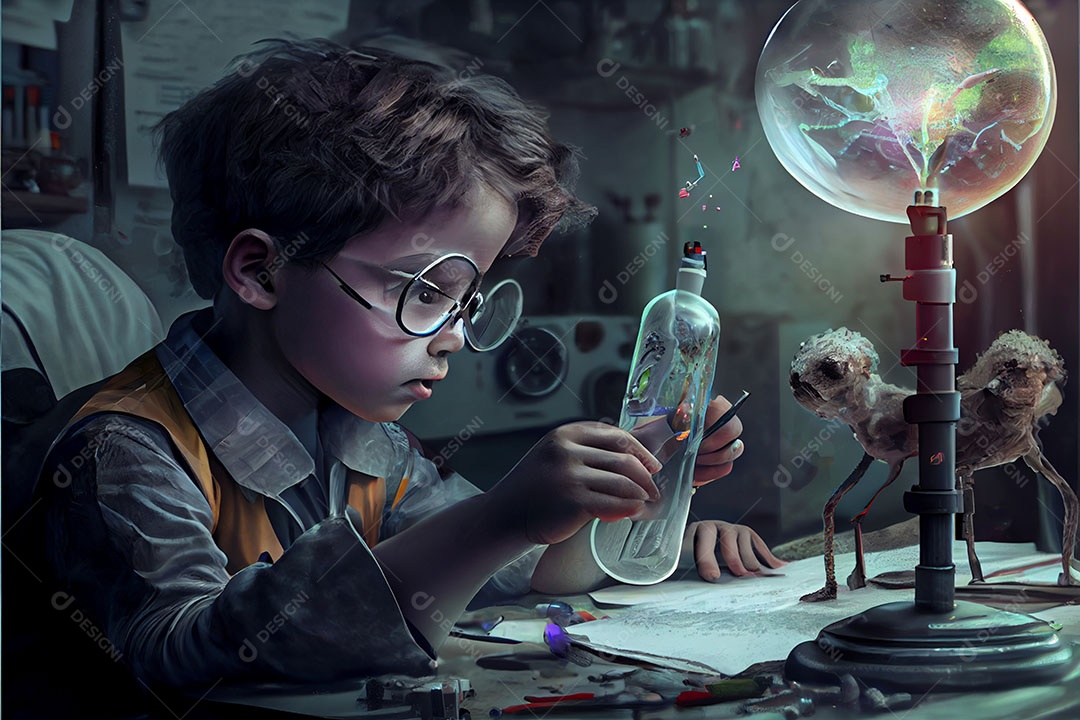 Dia Nacional da Ciência dos Desenhos Animados 28 de fevereiro renderização realista 3D