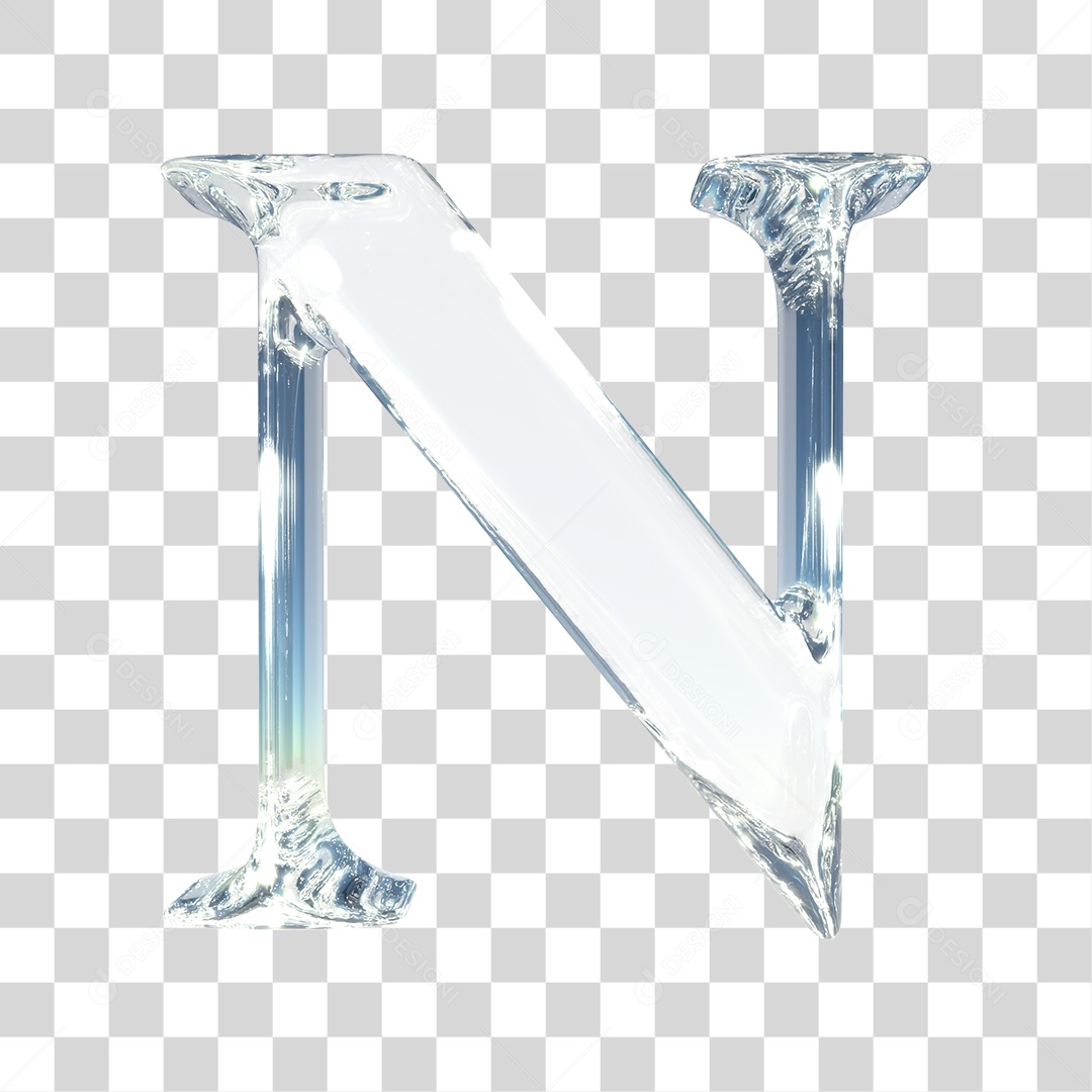 Elemento 3D Para Composição Letra N Prata PNG Transparente