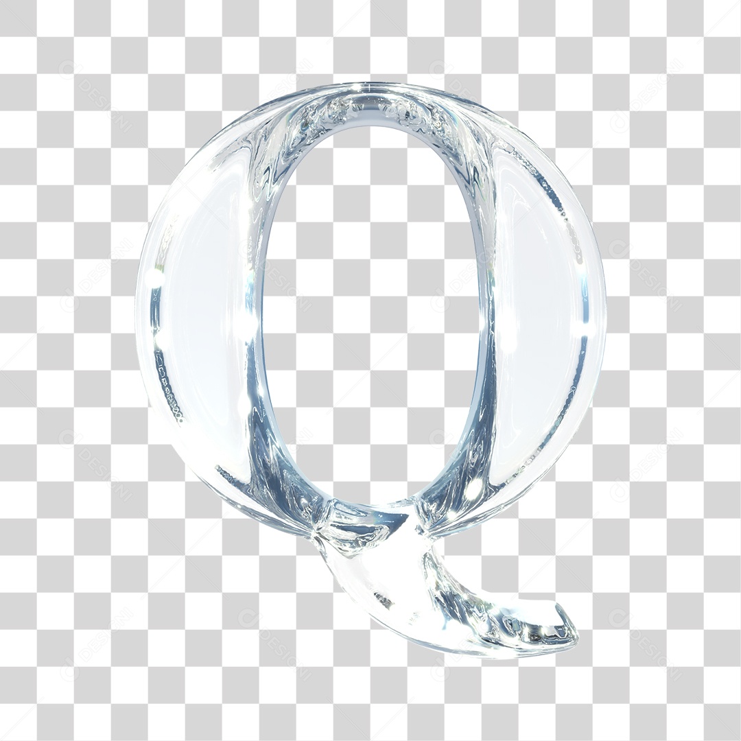 Elemento 3D Para Composição Letra Q Prata PNG Transparente