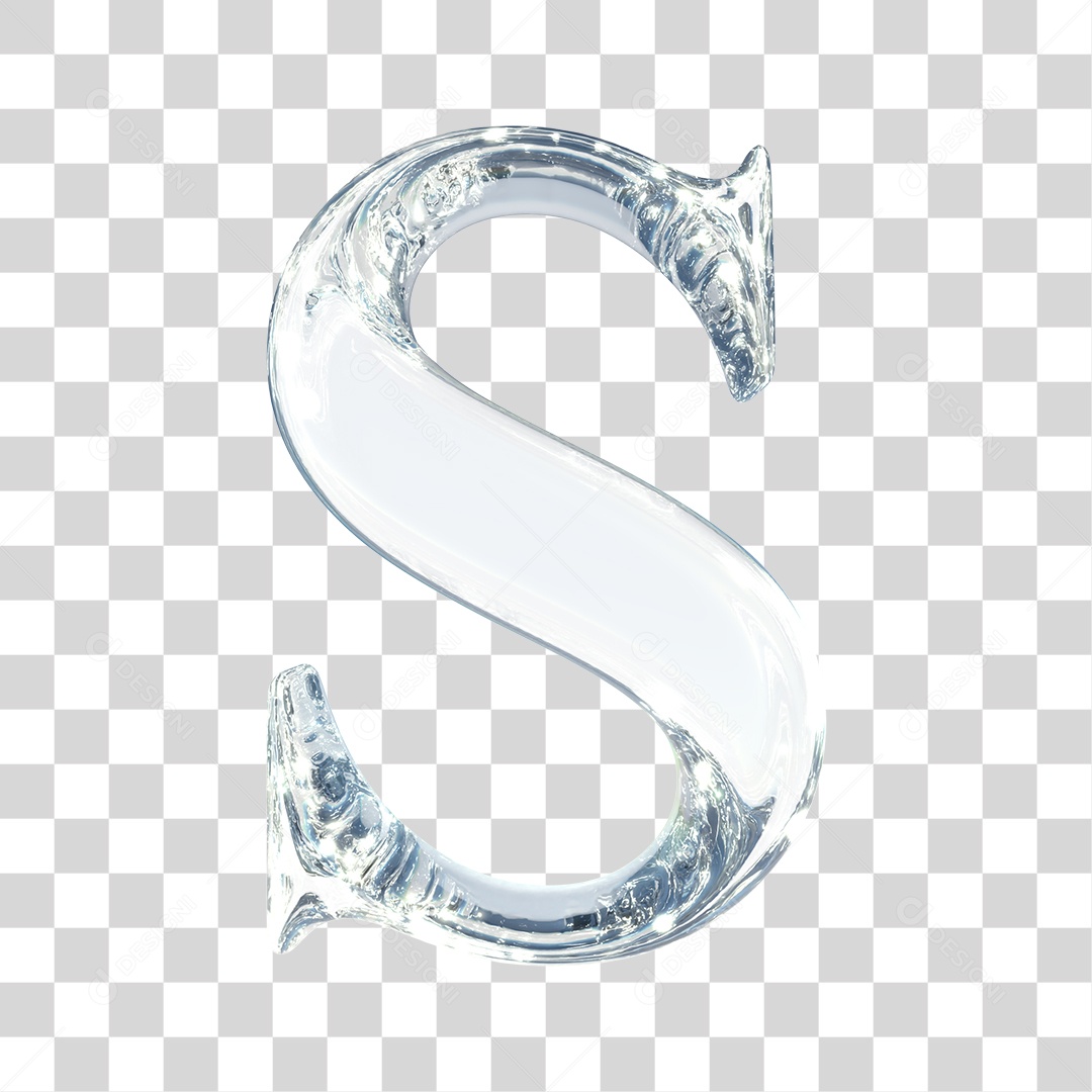 Elemento 3D Para Composição Letra S Prata PNG Transparente