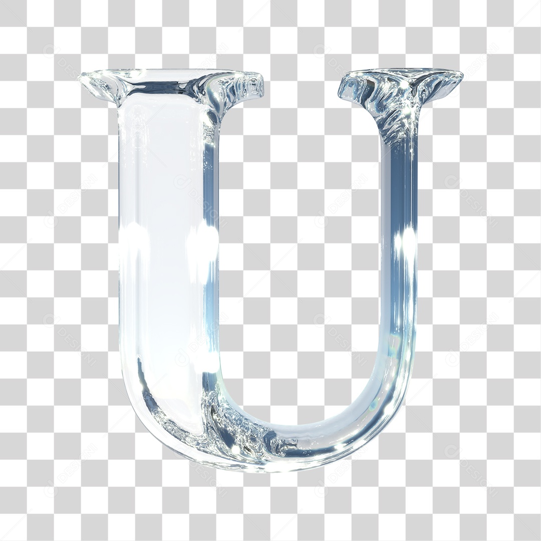Elemento 3D Para Composição Letra U Prata PNG Transparente