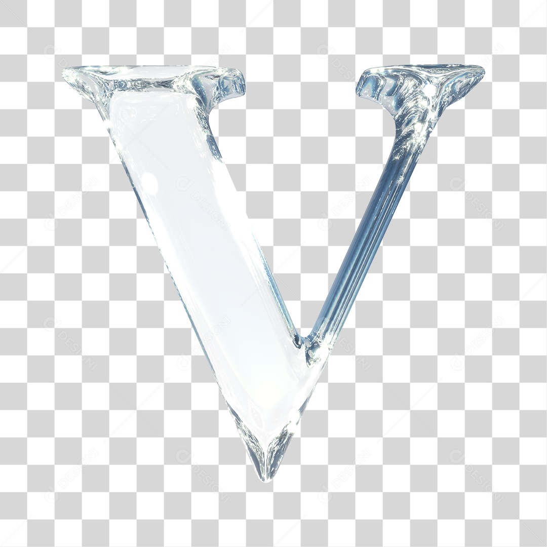 Elemento 3D Para Composição Letra V Prata PNG Transparente