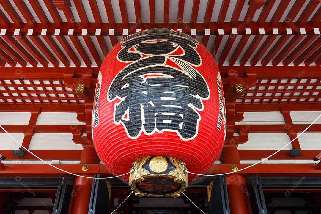 Templo de asakusa sensoji e grande lanterna vermelha no Japão