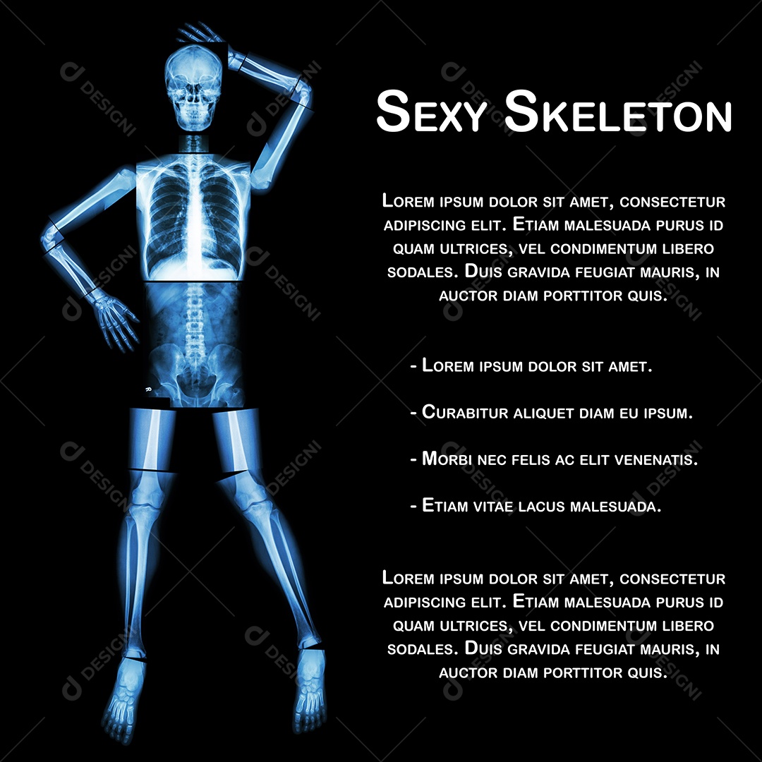 Esqueleto sexy sobre fundo preto