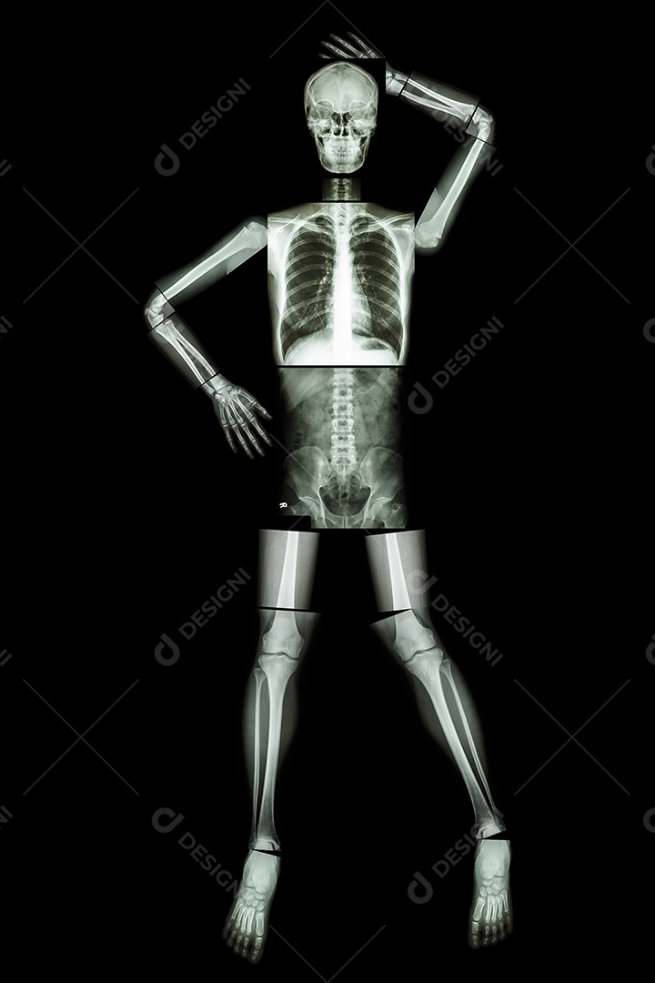 Esqueleto sexy sobre fundo preto