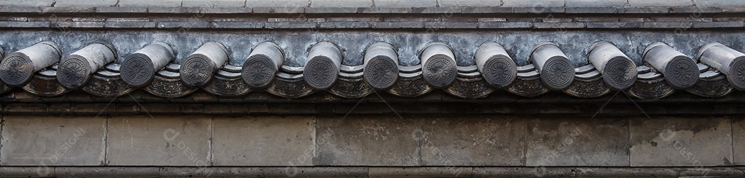 Telhado antigo na parede estilo coreano