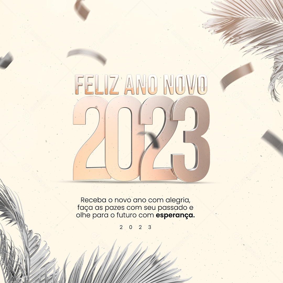 Receba o Novo Ano com Alegria Feliz Ano Novo Social Media PSD Editável