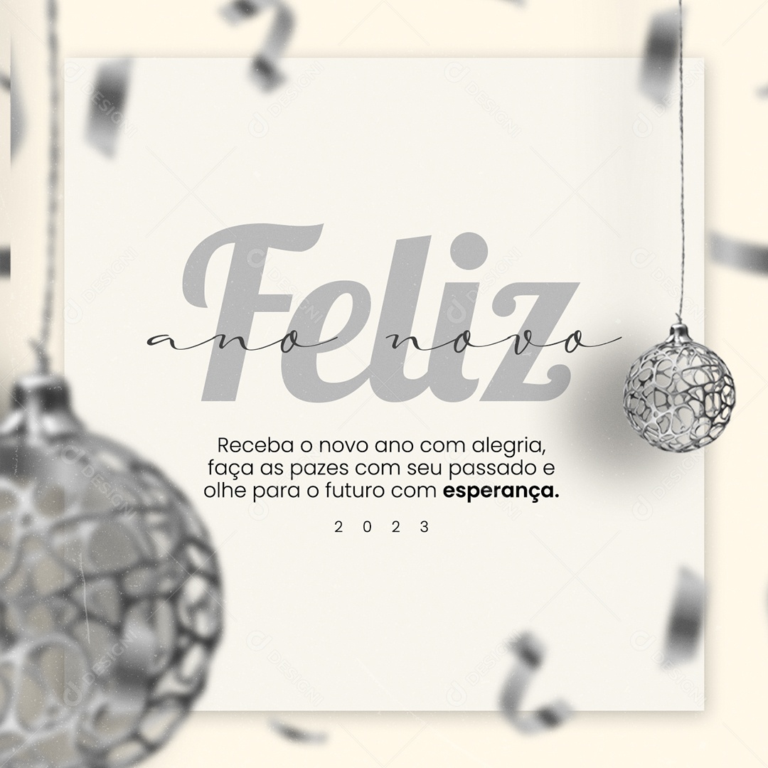 Social Media Receba o Novo Ano com Alegria Feliz Ano Novo PSD Editável