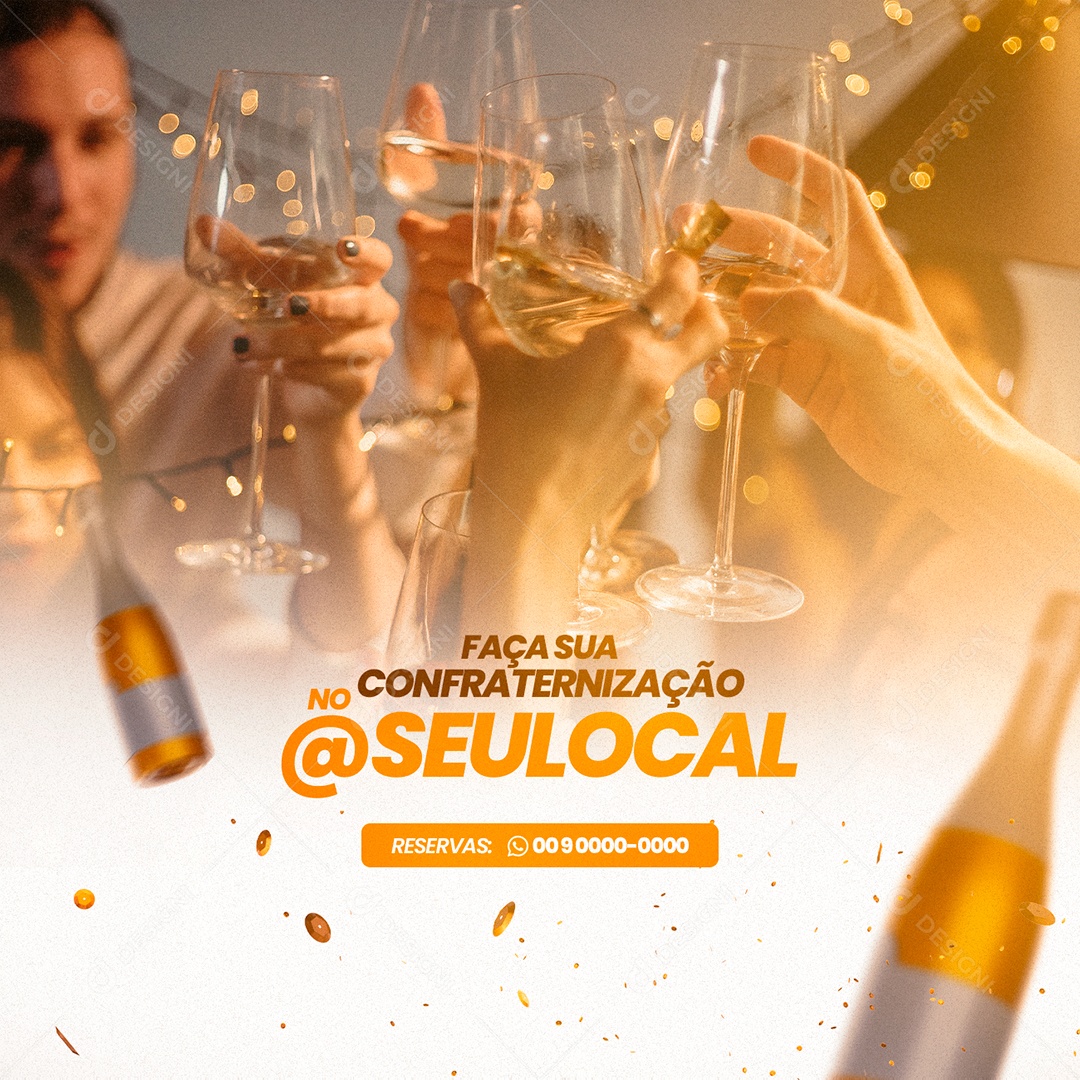 Faça sua Confraternização no Restaurante Feliz Ano Social Media PSD Editável