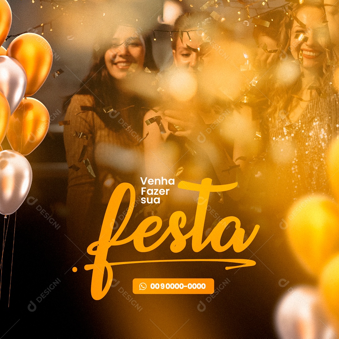 Venha Fazer sua Festa Confraternização Feliz Ano Social Media PSD Editável