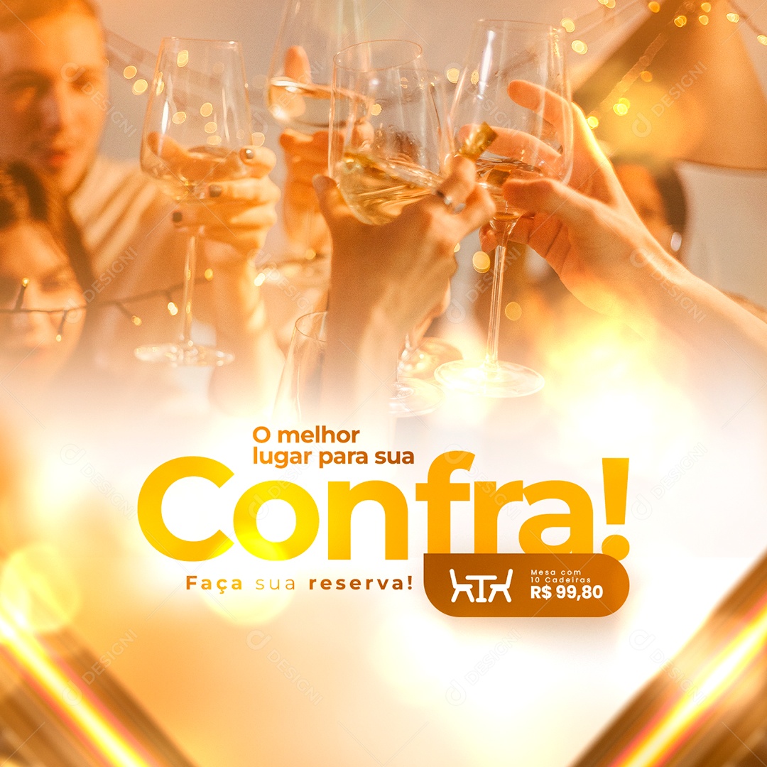 O Melhor Lugar para Sua Confra Faça sua Reserva Confraternização Social Media PSD Editável