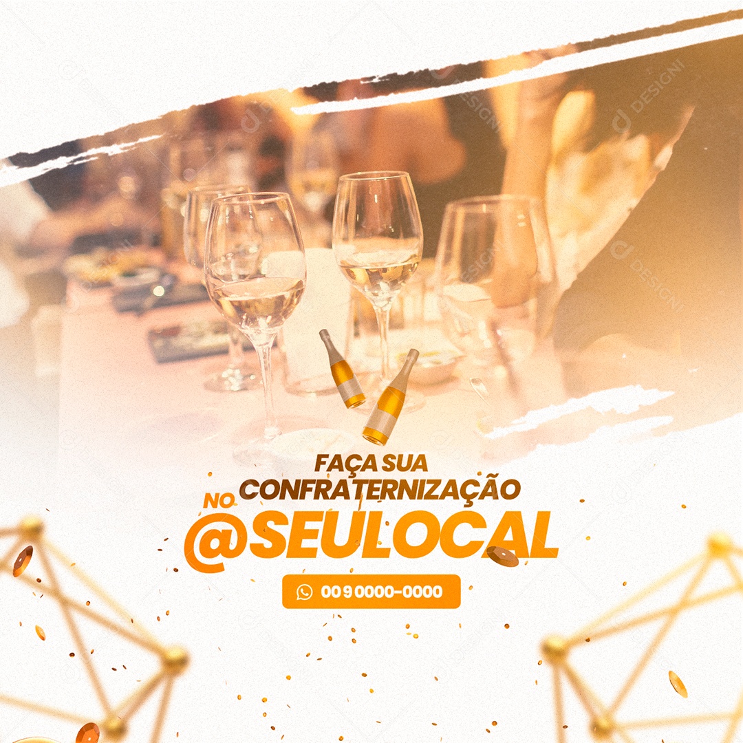 Faça sua Confraternização no Restaurante Feliz Ano Social Media PSD Editável
