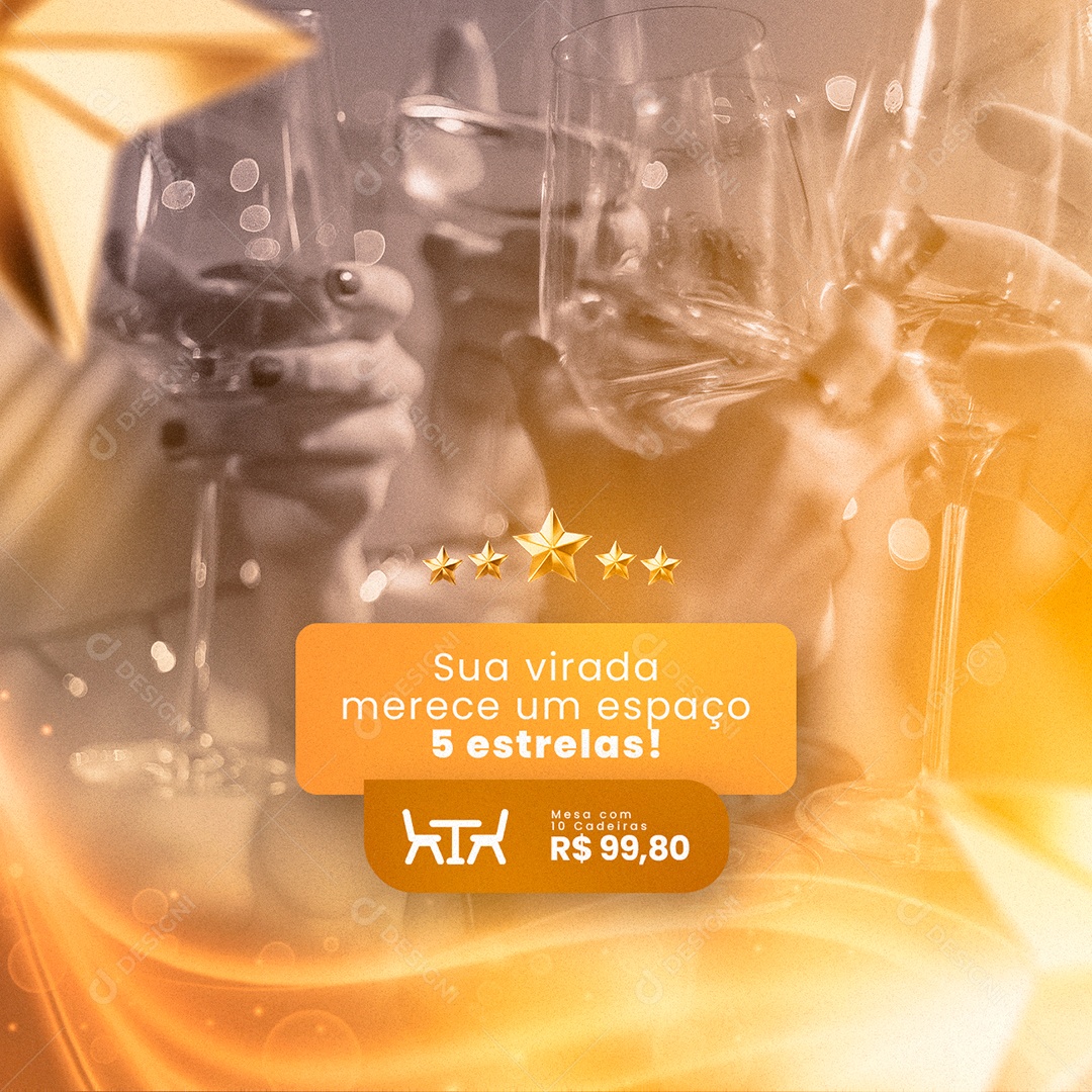Sua Virada Merece um Espaço 5 Estrelas Restaurante Confraternização Social Media PSD Editável