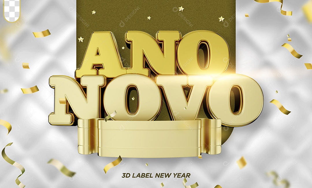 Selo 3D Para Composição Ano Novo PSD