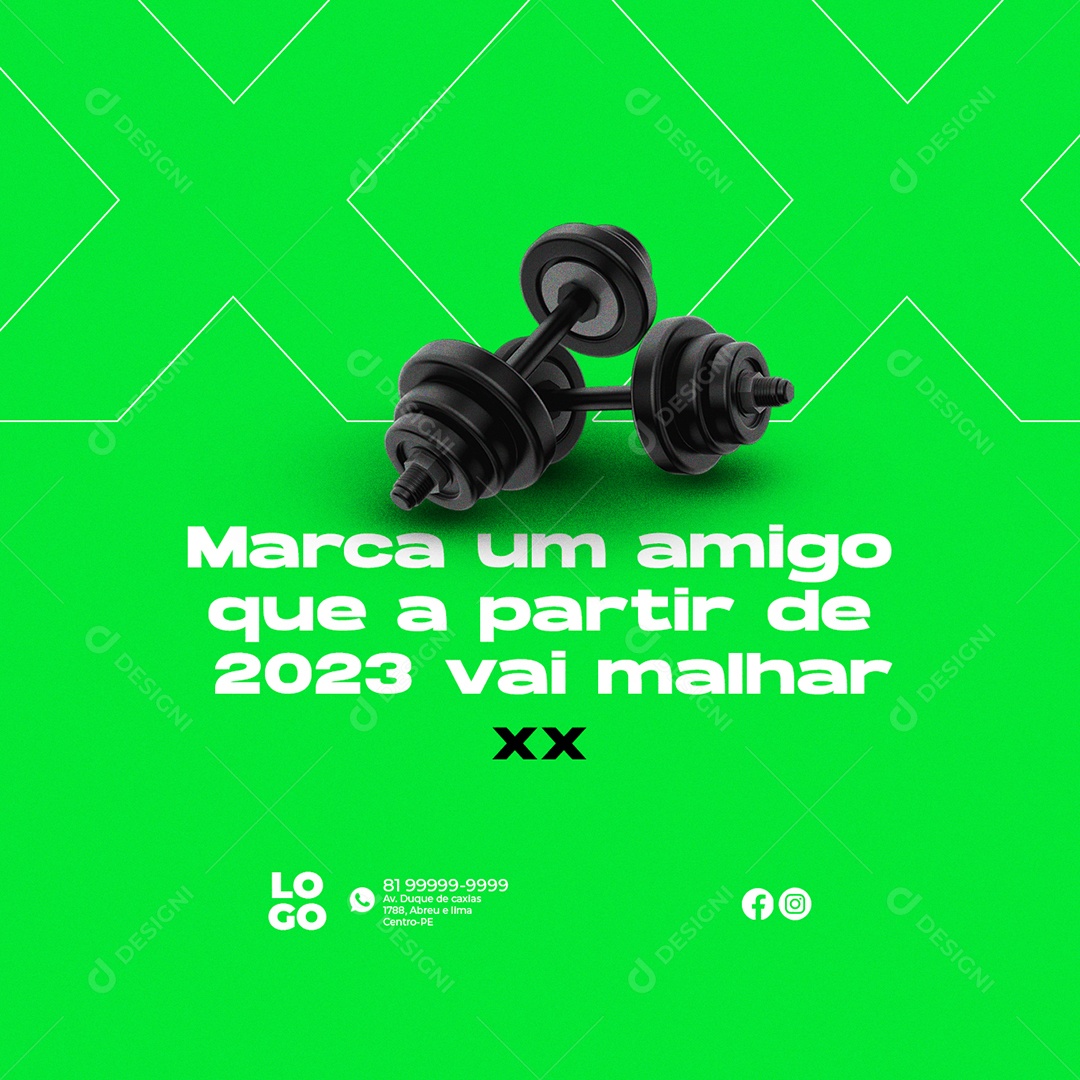Marca um Amigo que a Partir de 2023 Vai Malhar Academia Social Media PSD Editável