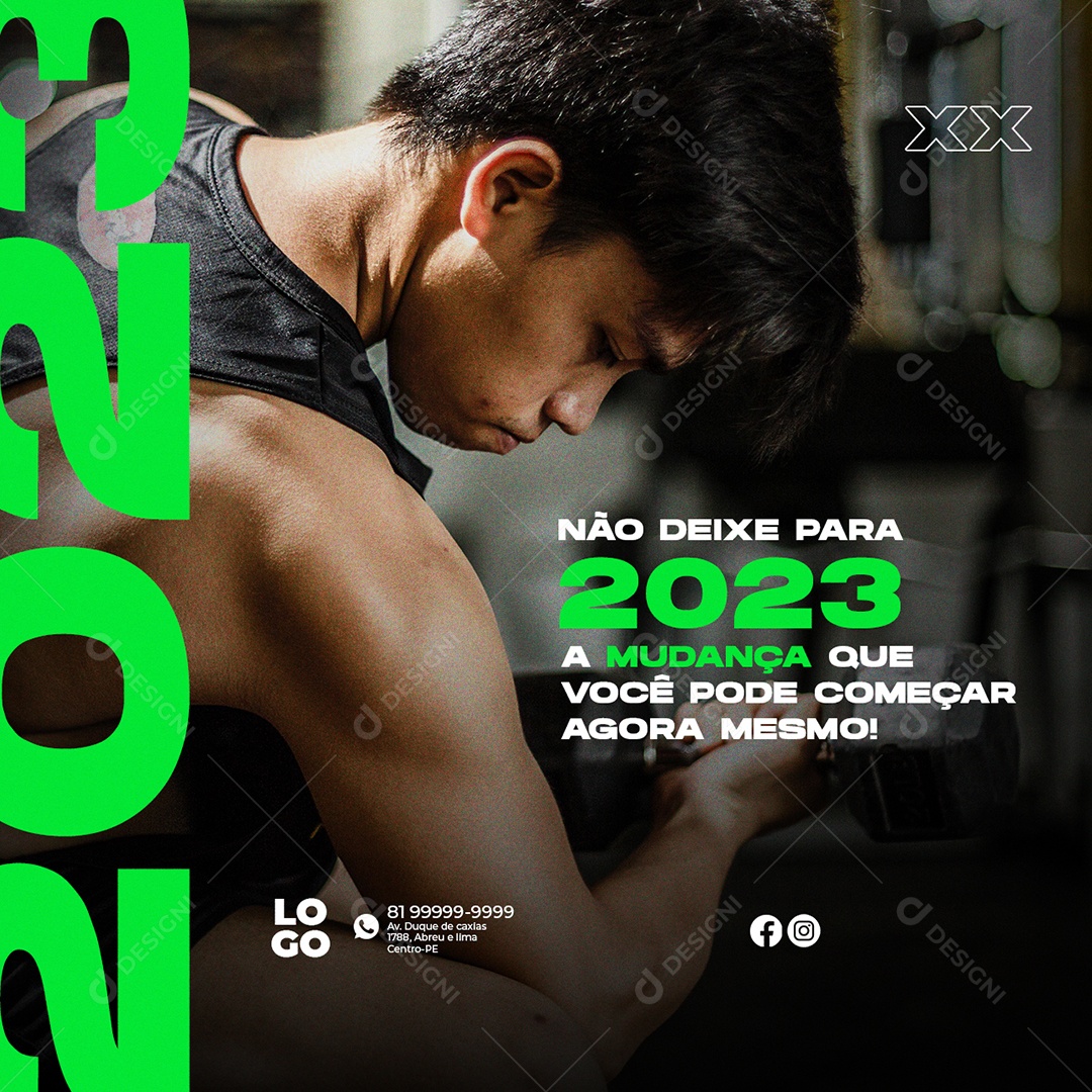Não Deixe para 2023 a Mudança Academia Social Media PSD Editável