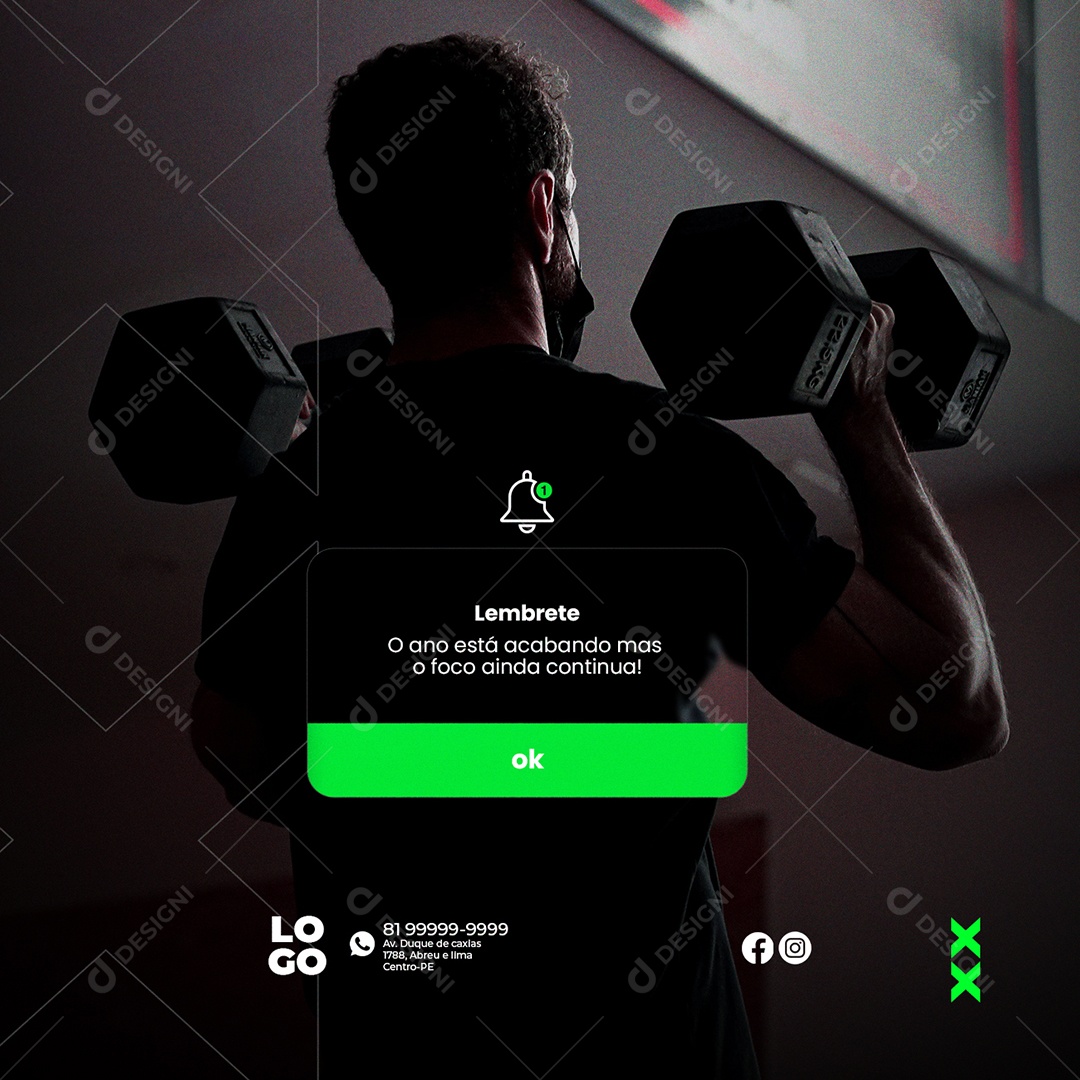 Lembrete O Ano Está Acabando mas o Foco Ainda Continua Academia Social Media PSD Editável