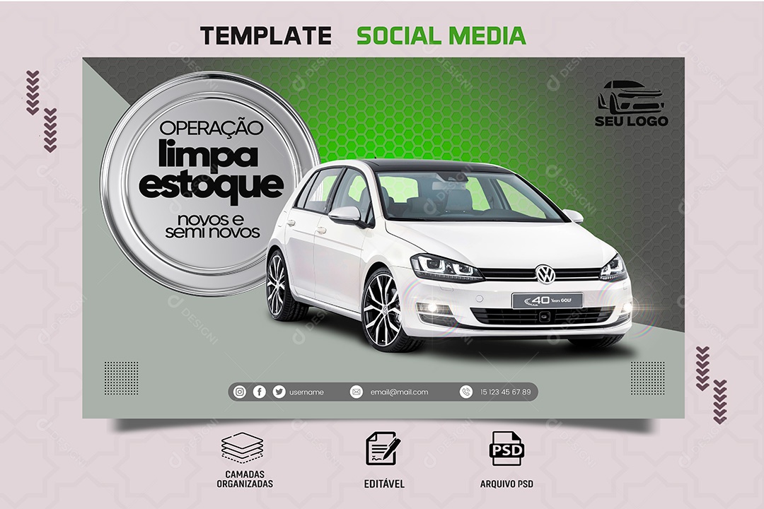 Post Concessionária Clean Operation Inventory Social Media Editable PSD