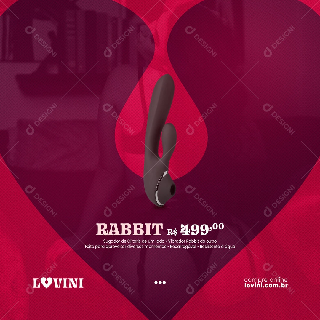 Vibrador Rabbit Sex Shop Social Media PSD Editável