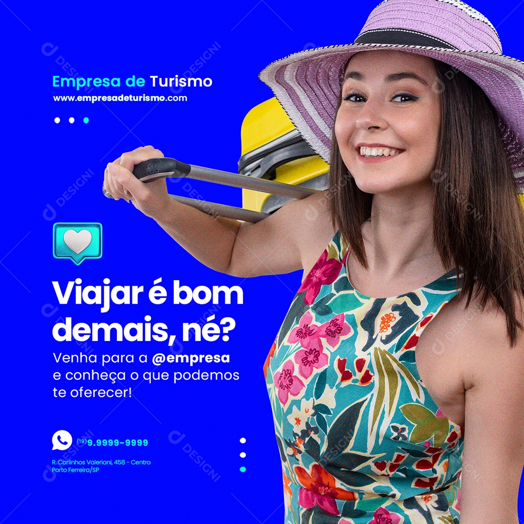 Viajar é Bom Demais né Empresa de Turismo Social Media PSD Editável