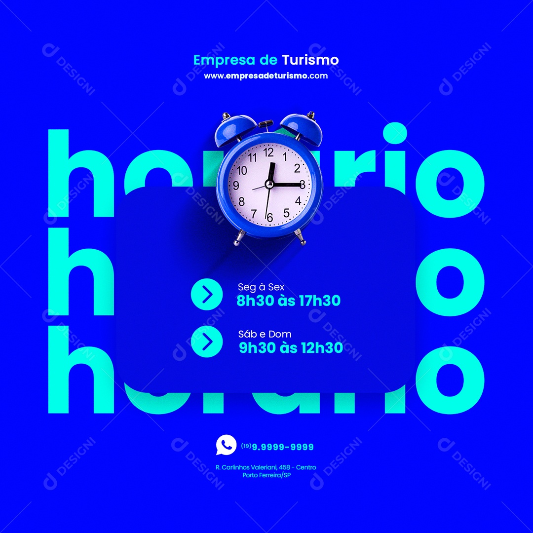 Horário de Atendimento Empresa de Turismo Social Media PSD Editável