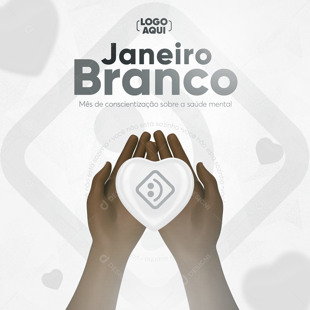 Janeiro Branco Mês de Conscientização sobre a Saúde Mental Social Media PSD Editável