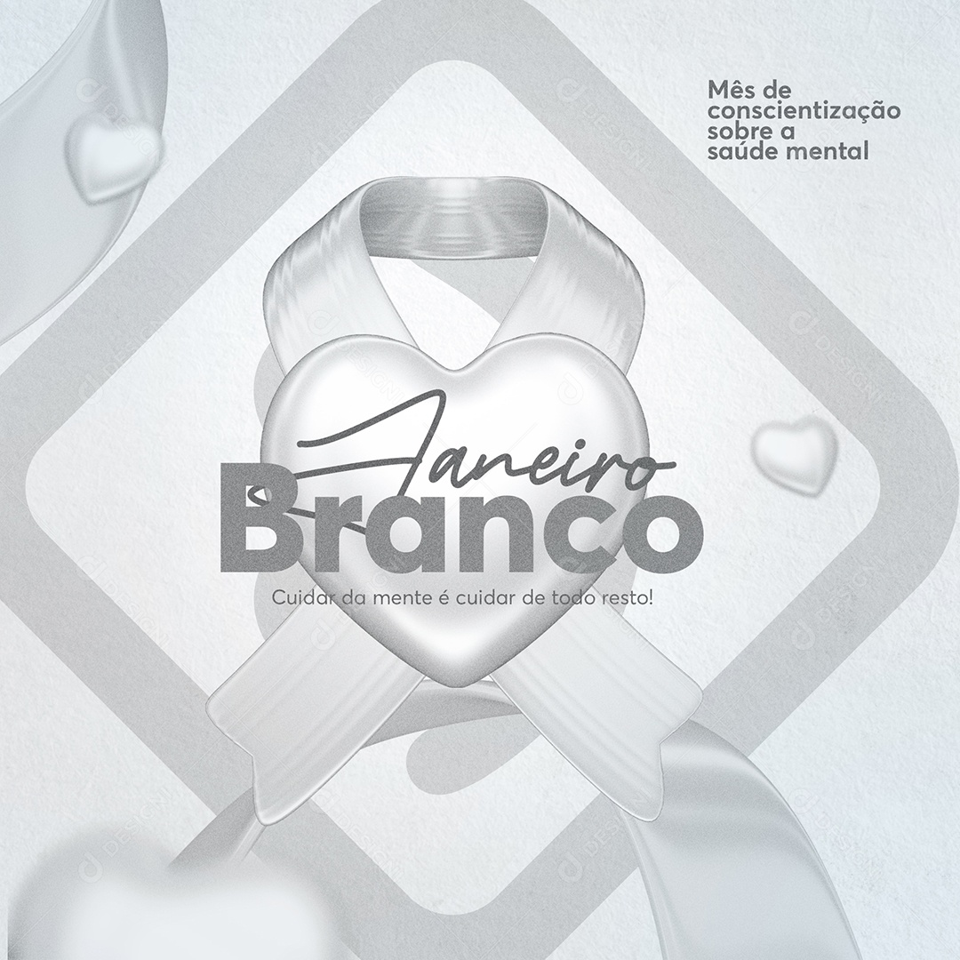 Mês de Conscientização sobre a Saúde Mental Janeiro Branco Social Media PSD Editável