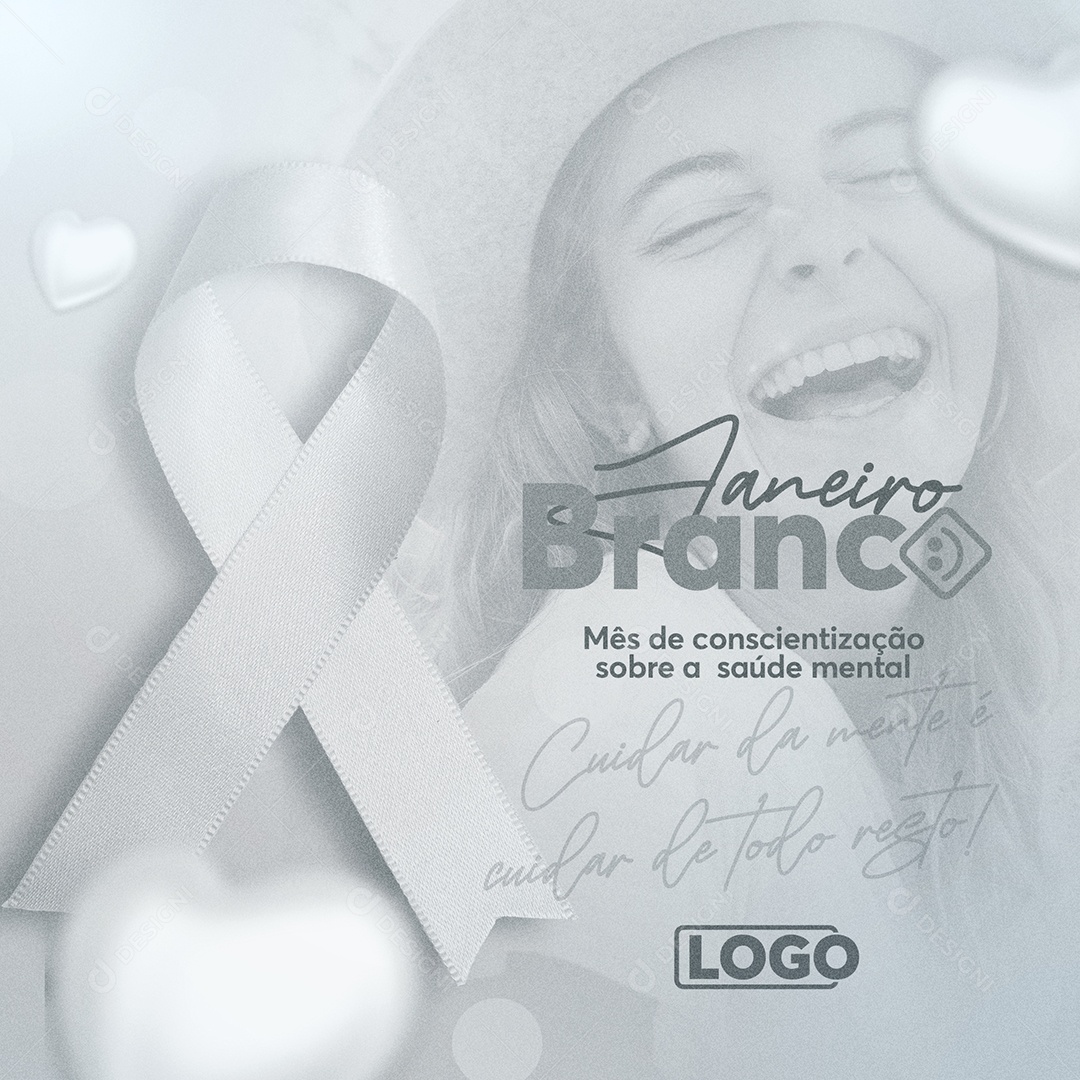 Cuidar da Mente é Cuidar de Todo Resto Janeiro Branco Social Media PSD Editável