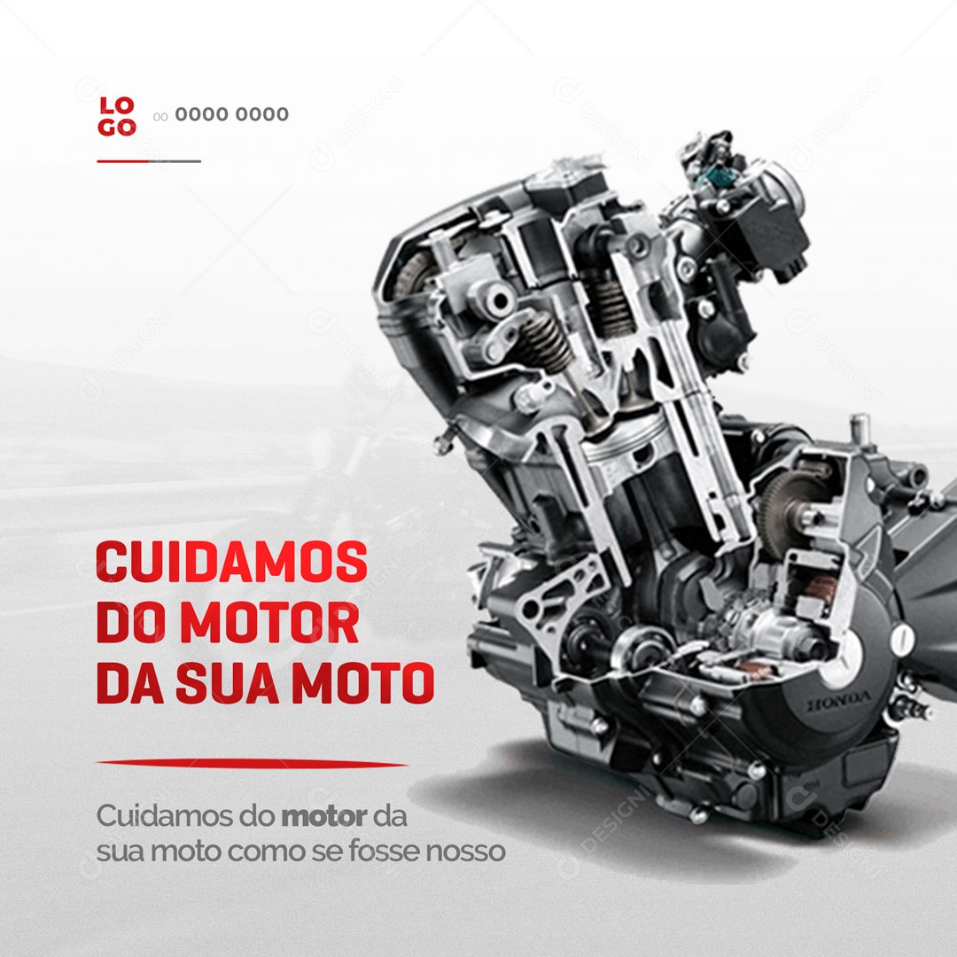 Cuidamos do Motor da Sua Moto Oficina Mecânica Social Media PSD Editável