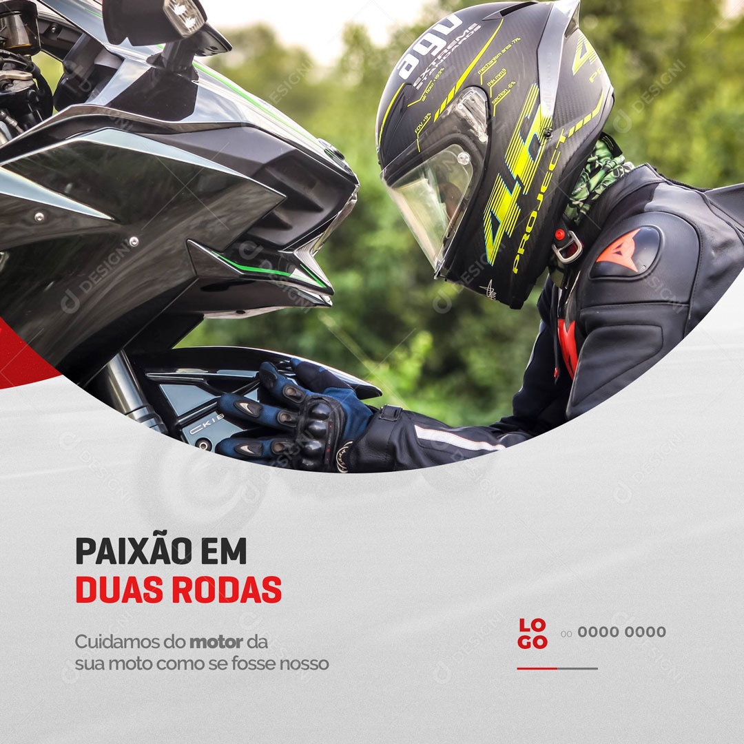 Cuidamos do Motor da Sua Moto como se Fosse Nosso Oficina Mecânica Social Media PSD Editável