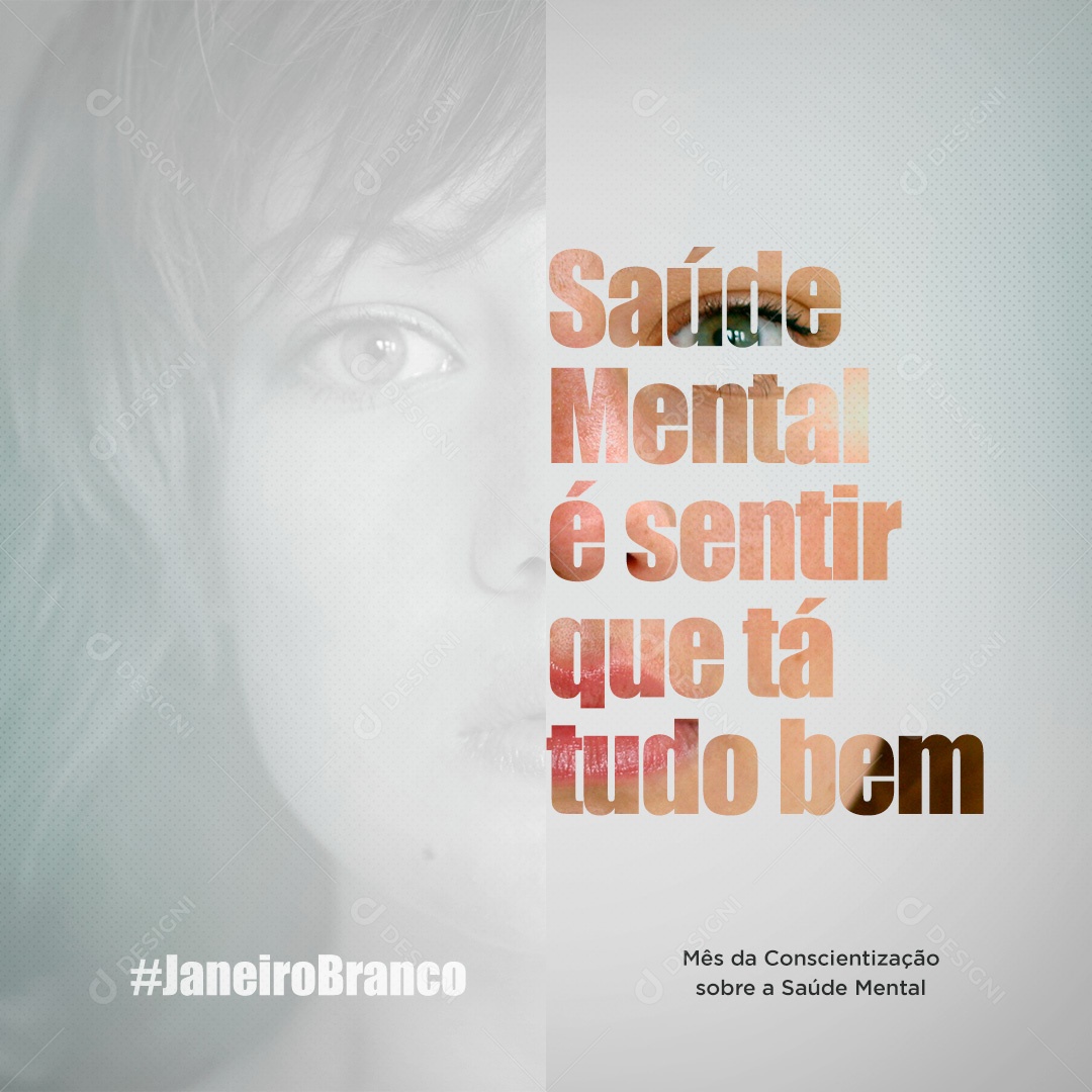 Post Janeiro Branco Conscientização Sobre a Saúde Mental Social Media PSD Editável