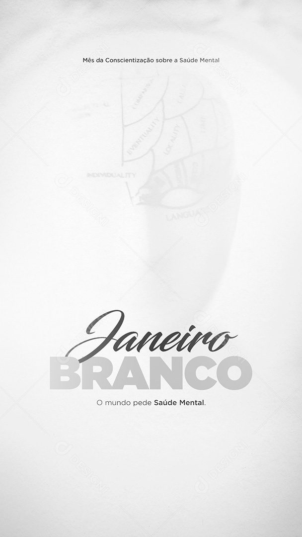 Post Stories Janeiro Branco Conscientização Sobre a Saúde Mental Social Media PSD Editável