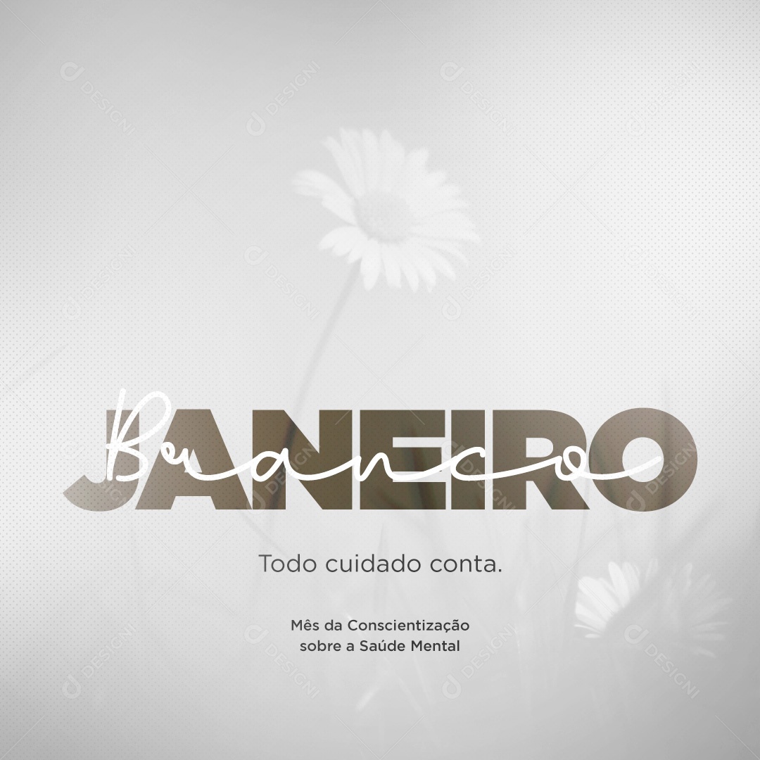 Post Janeiro Branco Conscientização Sobre a Saúde Mental Social Media PSD Editável