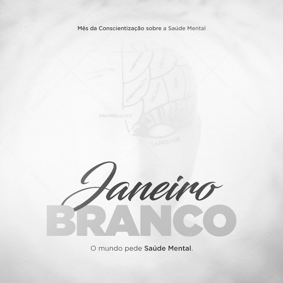 Post Janeiro Branco Conscientização Sobre a Saúde Mental Social Media PSD Editável