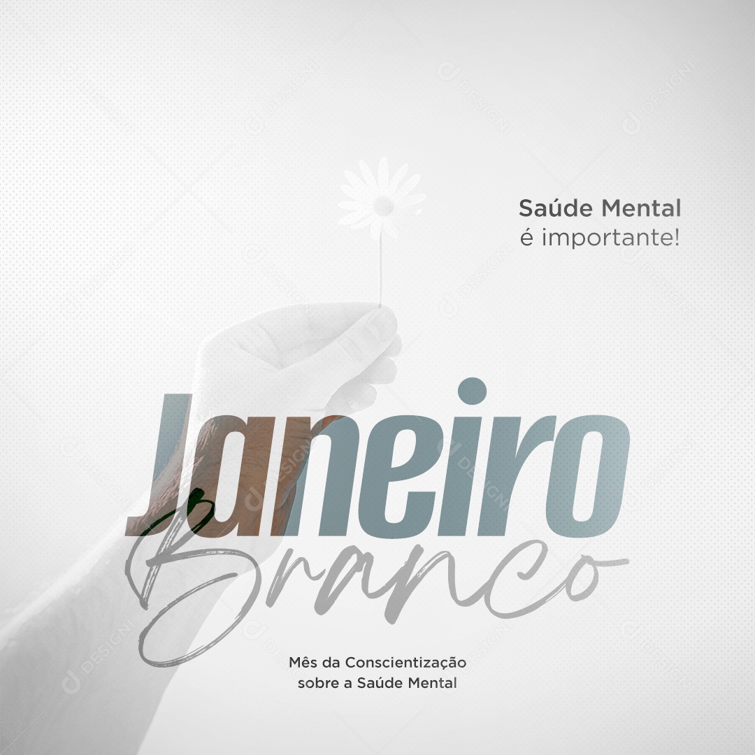 Post Janeiro Branco Conscientização Sobre a Saúde Mental Social Media PSD Editável