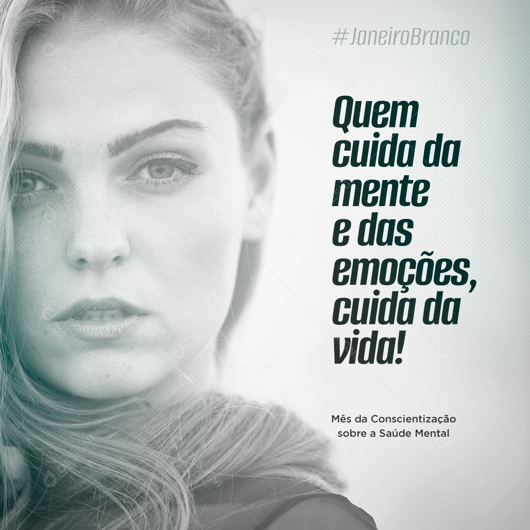 Post Janeiro Branco Conscientização Sobre a Saúde Mental Social Media PSD Editável