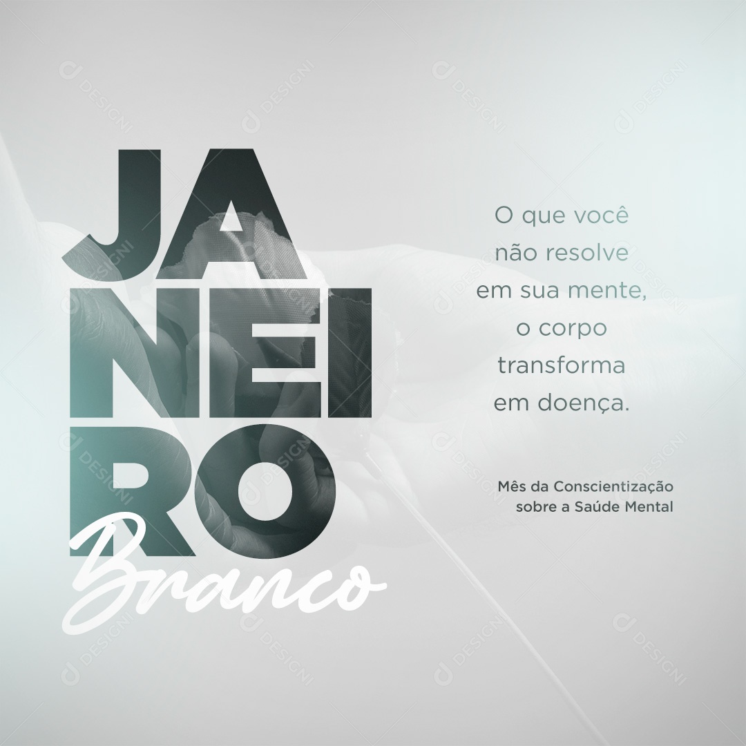 Post Janeiro Branco Conscientização Sobre a Saúde Mental Social Media PSD Editável