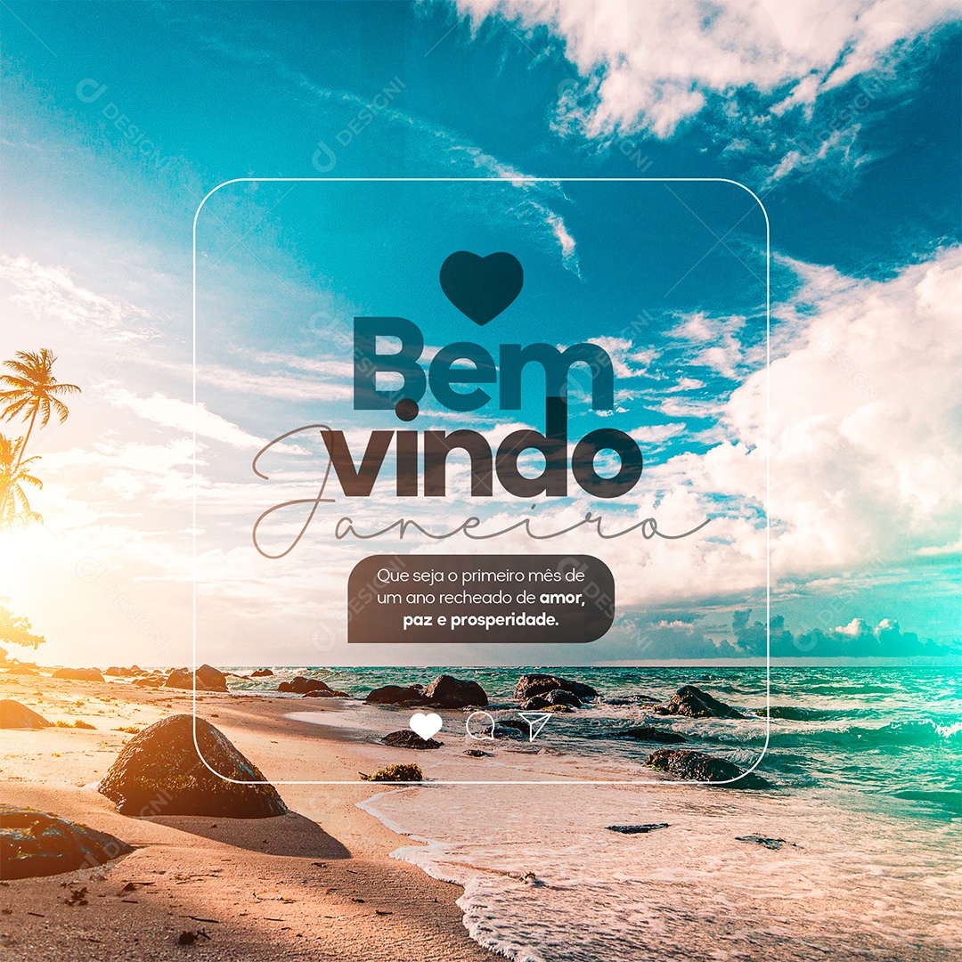 Post Bem Vindo Janeiro Social Media PSD Editável