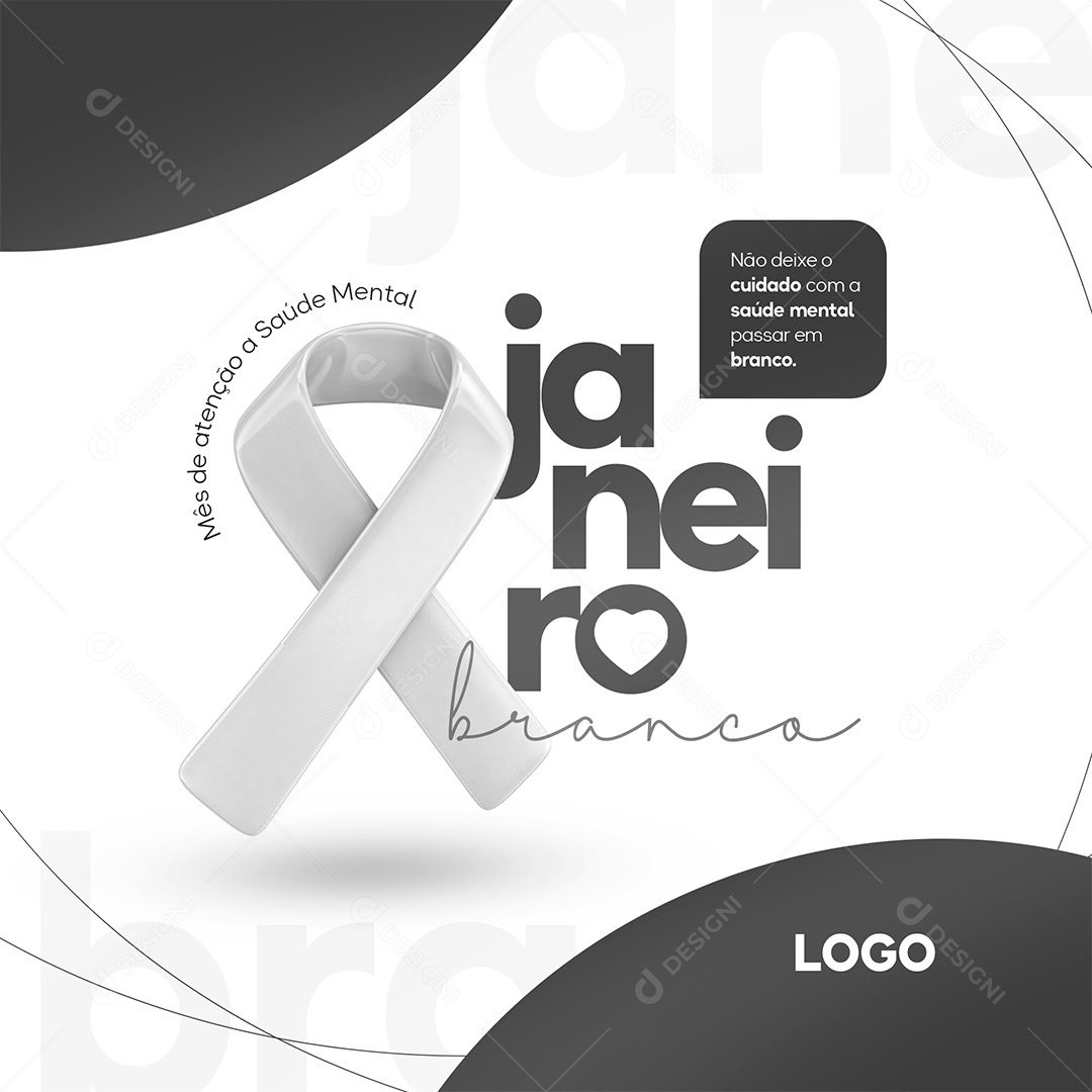 Post Janeiro Branco Conscientização Sobre a Saúde Mental Social Media PSD Editável