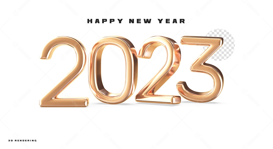 Número 2023 Rosa de Ano Novo Elemento 3D para Composição PSD