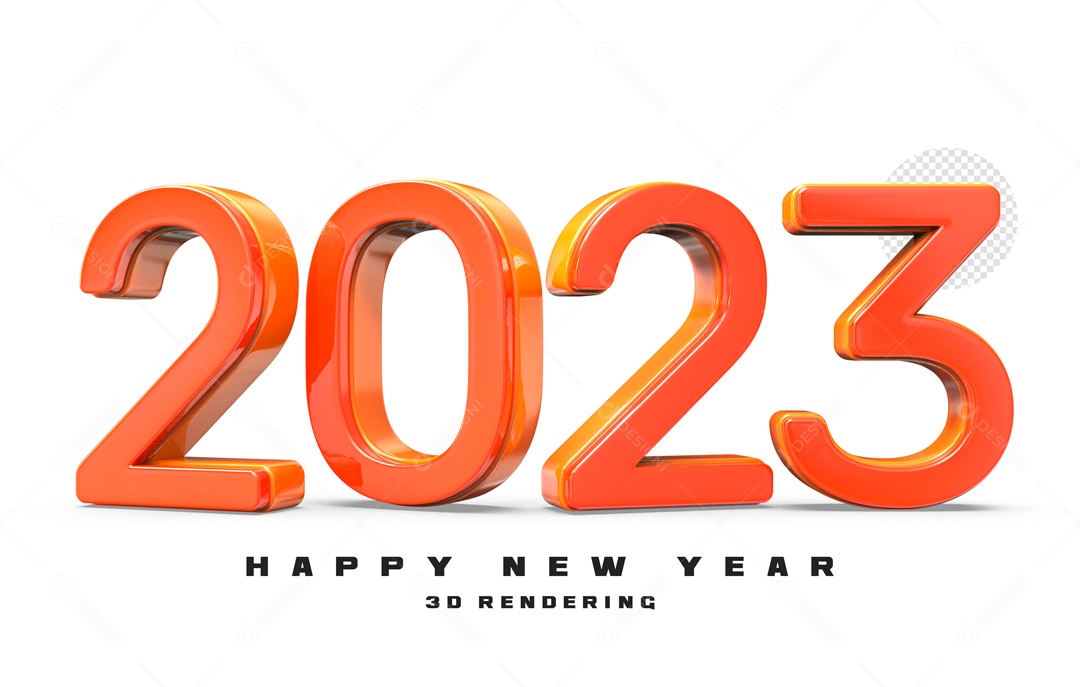 Número 2023 Vermelho e Dourado Ano Novo Elemento 3D para Composição PSD