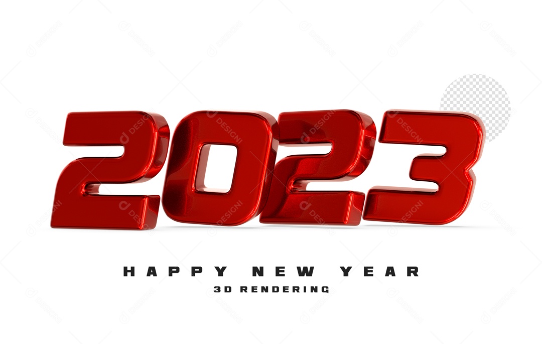 Número 2023 Vermelho de Ano Novo Elemento 3D para Composição PSD