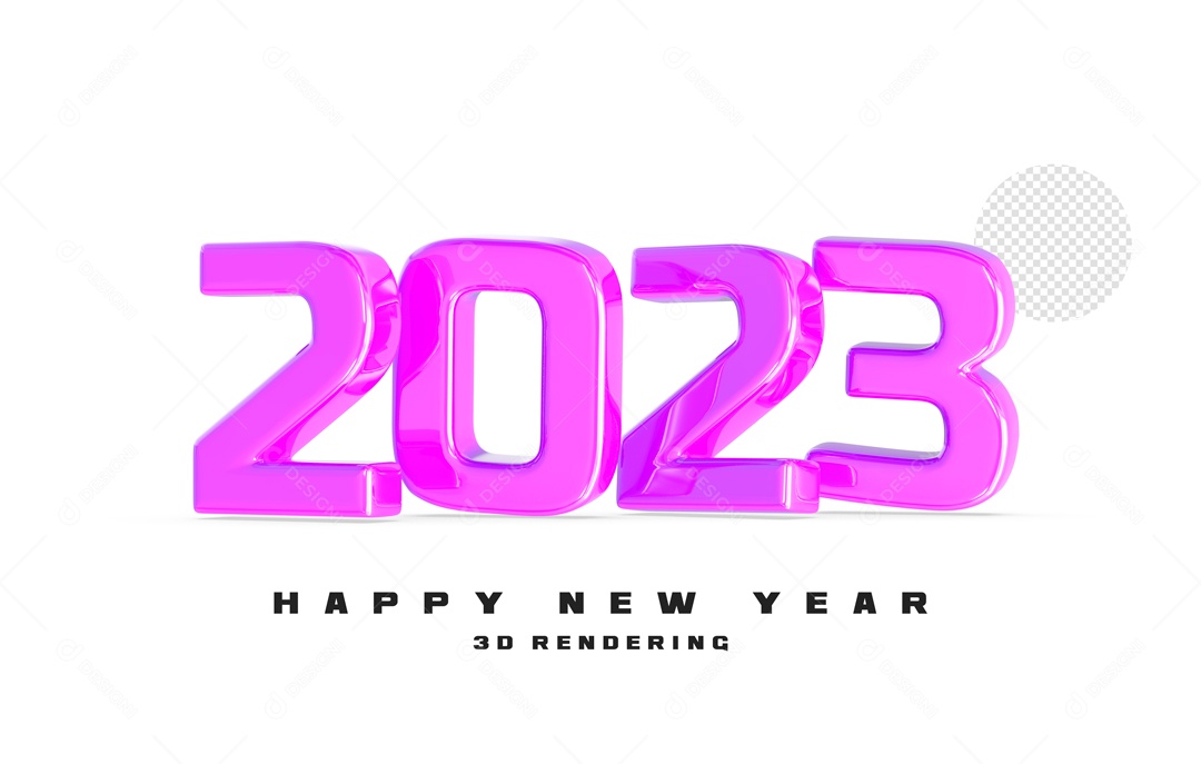 Número 2023 Rosa de Ano Novo Elemento 3D para Composição PSD