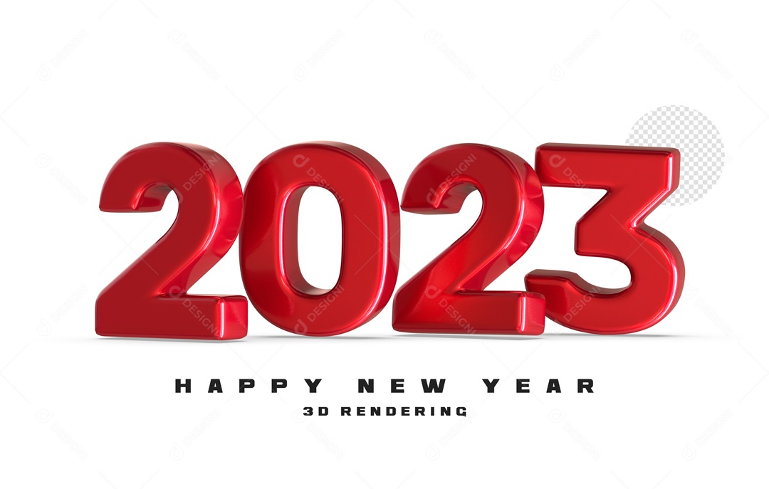 Número 2023 Vermelho de Ano Novo Elemento 3D para Composição PSD