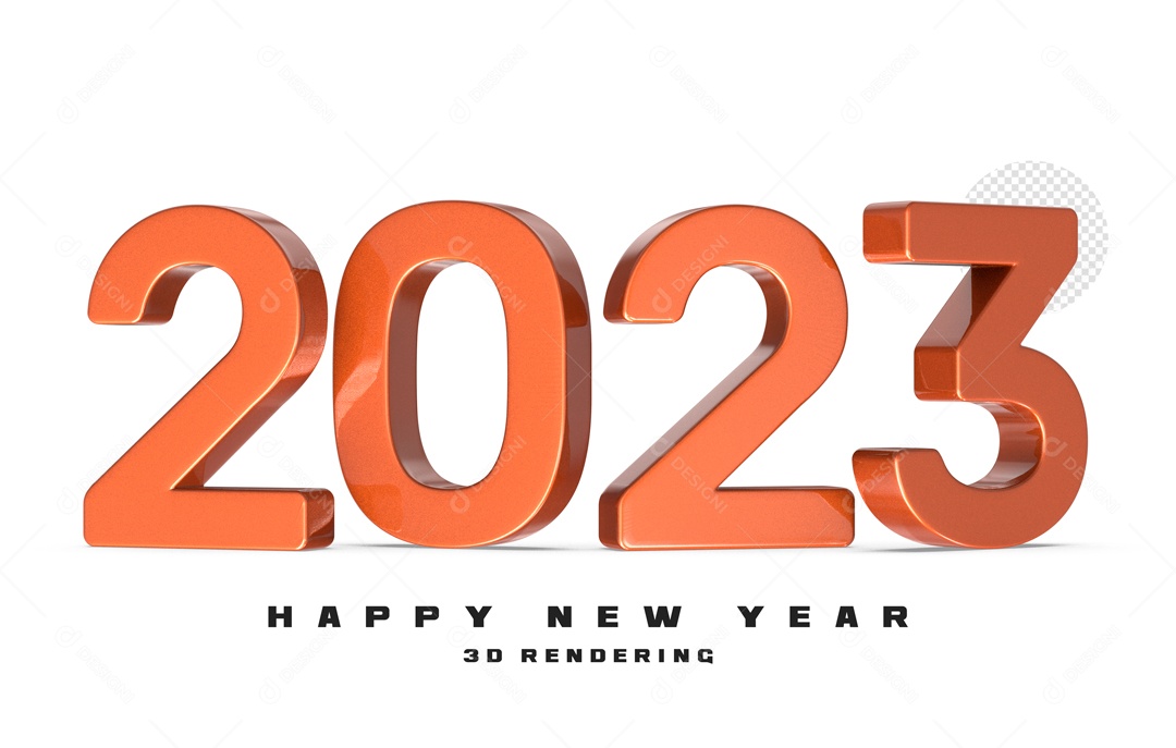 Número 2023 Laranjado de Ano Novo Elemento 3D para Composição PSD