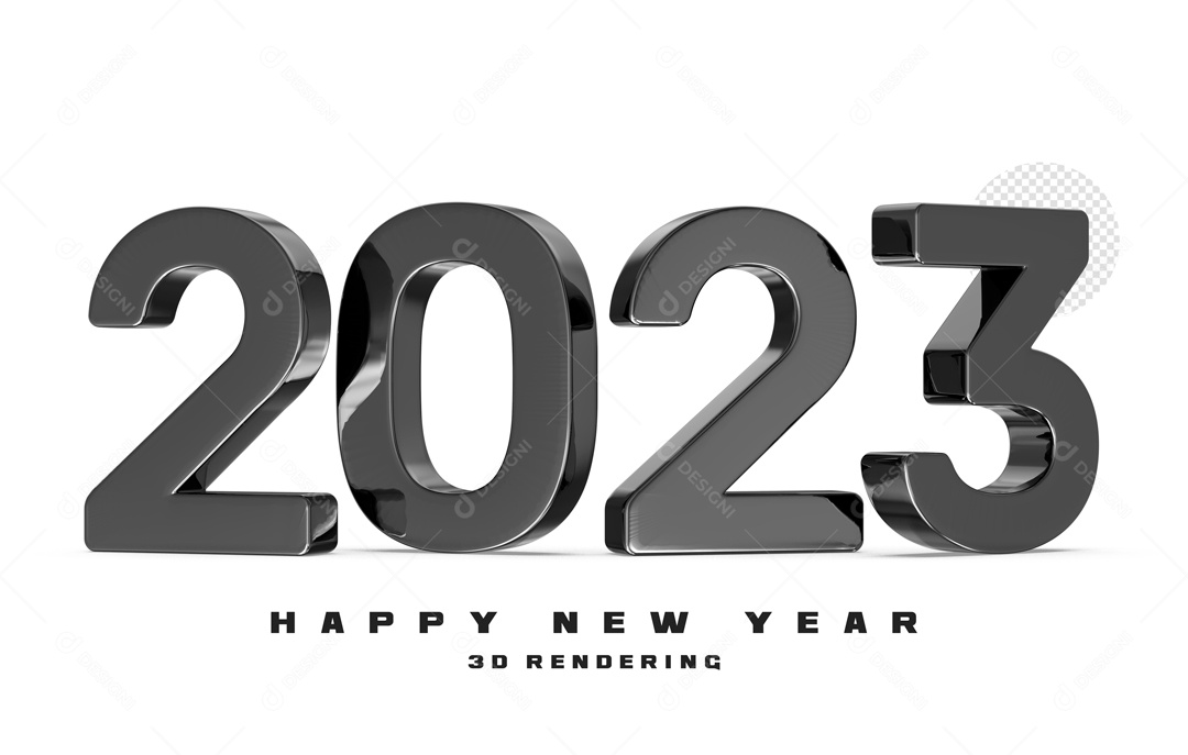 Número 2023 Cinza de Ano Novo Elemento 3D para Composição PSD