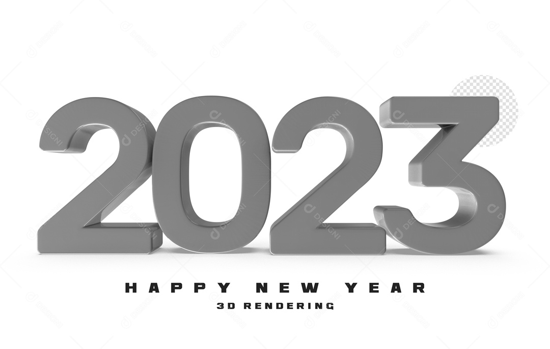 Número 2023 Cinza de Ano Novo Elemento 3D para Composição PSD