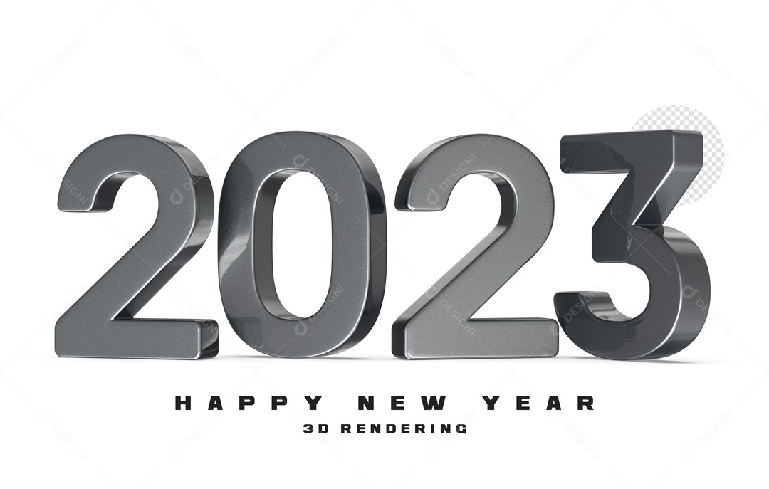 Número 2023 Cinza de Ano Novo Elemento 3D para Composição PSD