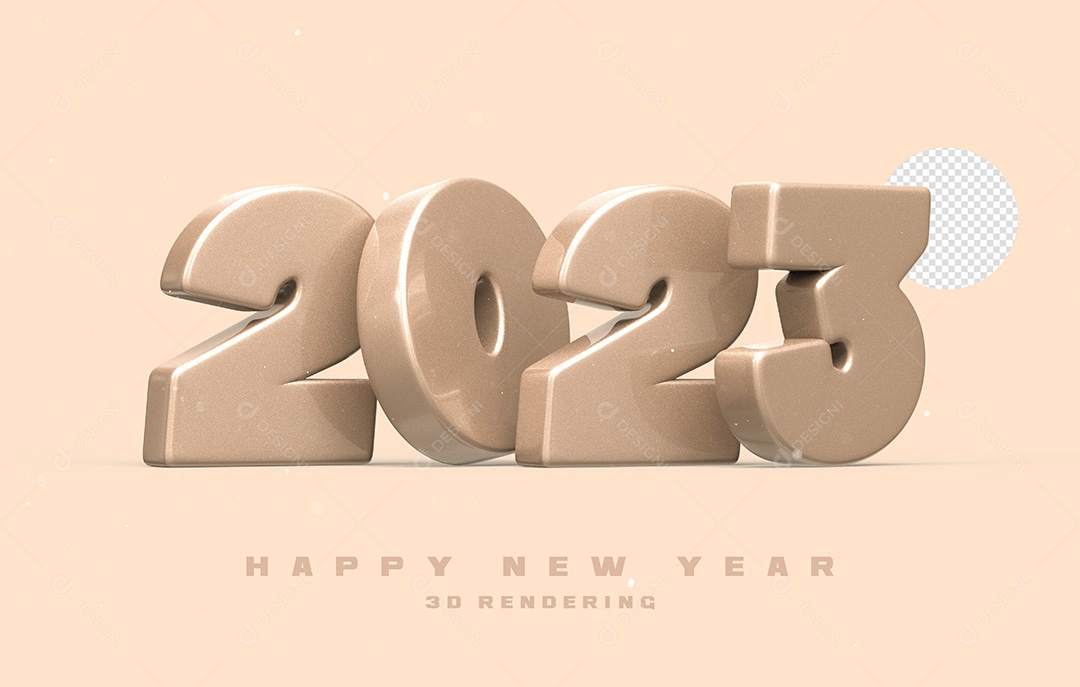 Número 2023 Rosa de Ano Novo Elemento 3D para Composição PSD