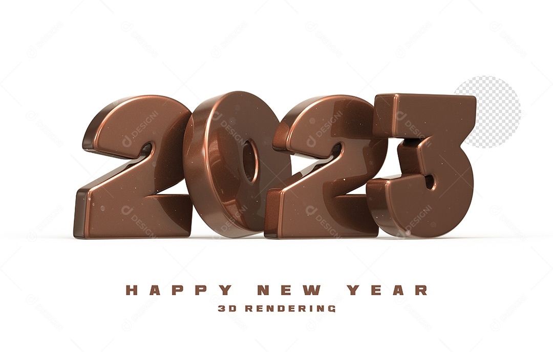 Número 2023 Marrom de Ano Novo Elemento 3D para Composição PSD